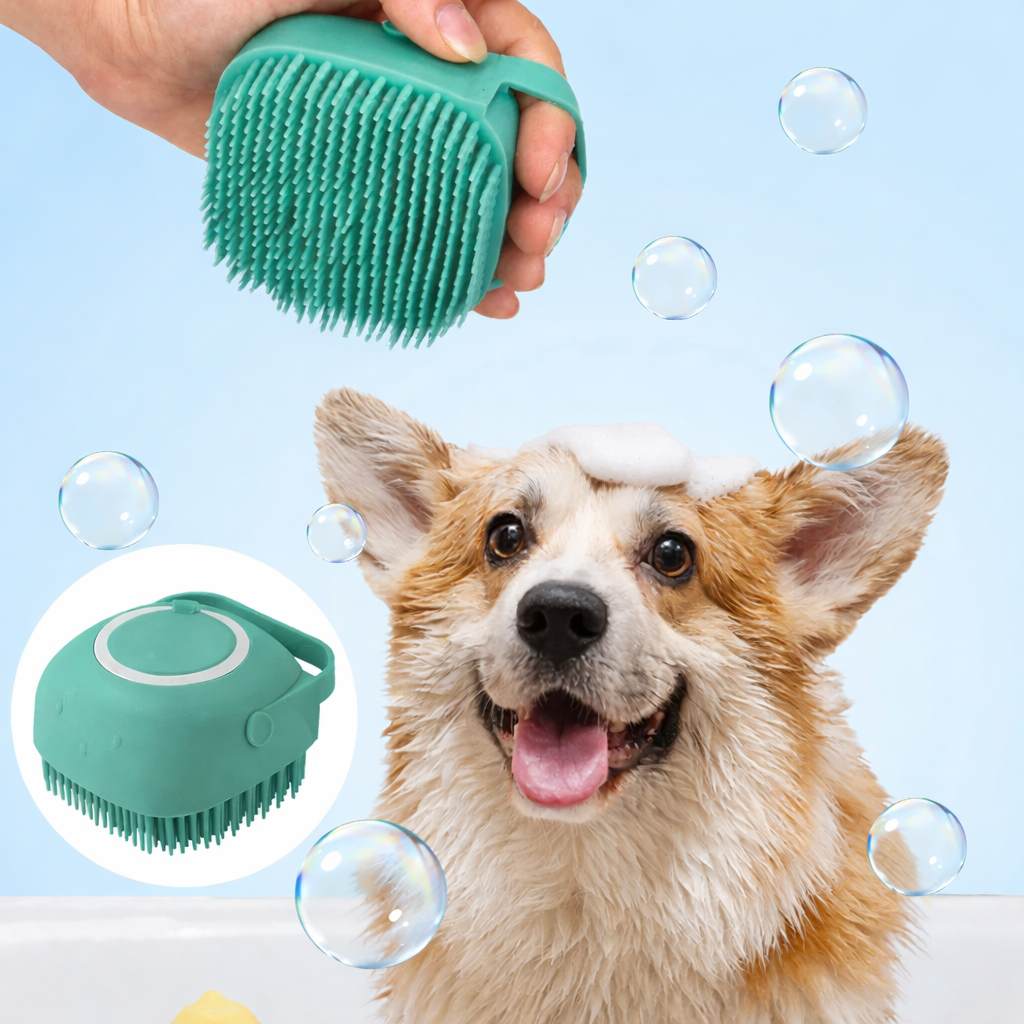 Pflege- & Shampoo-Massagebürste für Hund & Katze
